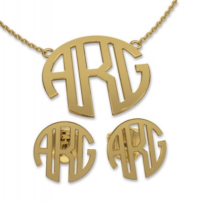 9ct gold Necklace and Earring sets Monogram Necklace Name Jewelry, bridesmaid earrings, bridesmaid necklace- 14K gold necklace