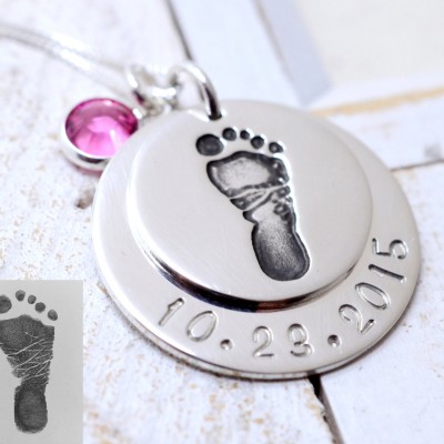 Actual Baby Footprints Necklace, Baby Feet Necklace, New Mom Gift, Personalized Jewelry, Mothers Necklace, Memorial Necklace, Gift for Mom