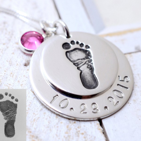 Actual Baby Footprints Necklace, Baby Feet Necklace, New Mom Gift, Personalized Jewelry, Mothers Necklace, Memorial Necklace, Gift for Mom