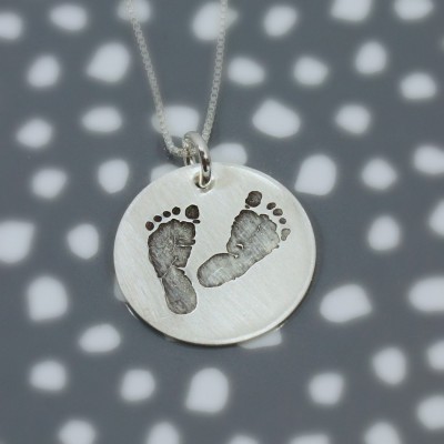 Actual Footprints Necklace - New Mom Necklace - Stillbirth - Remembrance Memorial Necklace - Silver, Rose Gold, Yellow Gold