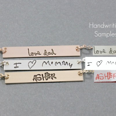 Actual Handwriting Bar Necklace, Signature Bar Necklace, Sterling Silver, Rose gold filled, yellow gold filled, bar necklace with kids