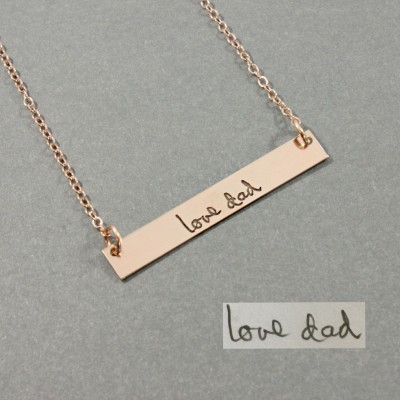 Actual Handwriting Bar Necklace, Signature Bar Necklace, Sterling Silver, Rose gold filled, yellow gold filled, bar necklace with kids