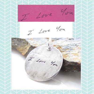 Actual Handwriting Jewelry -  Loved Ones Handwriting on a Fine Silver 1" Pendant
