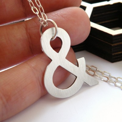 Ampersand pendant in sterling silver monogram pendant nickel free pendant minimalist pendant romantic love and friendship pendant in silver