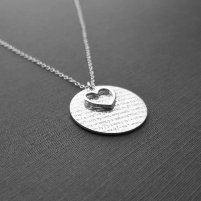 Anniversary Necklace, Anniversary Gift For Her, Wedding Vows Or Wedding Song Engraved Necklace