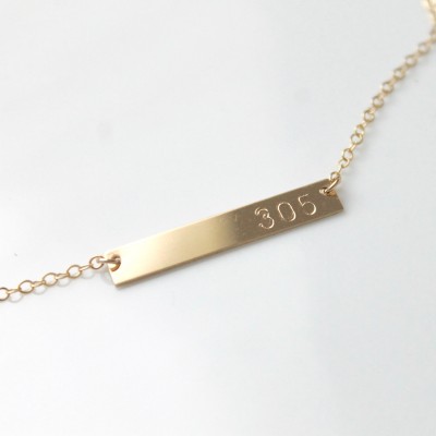 Area Code Bar Necklace /Custom Jewelry/ Personalized Necklace /Gift Idea /Handstamped Bar Necklace/ 14k gold, sterling silver, 14k Rose Gold