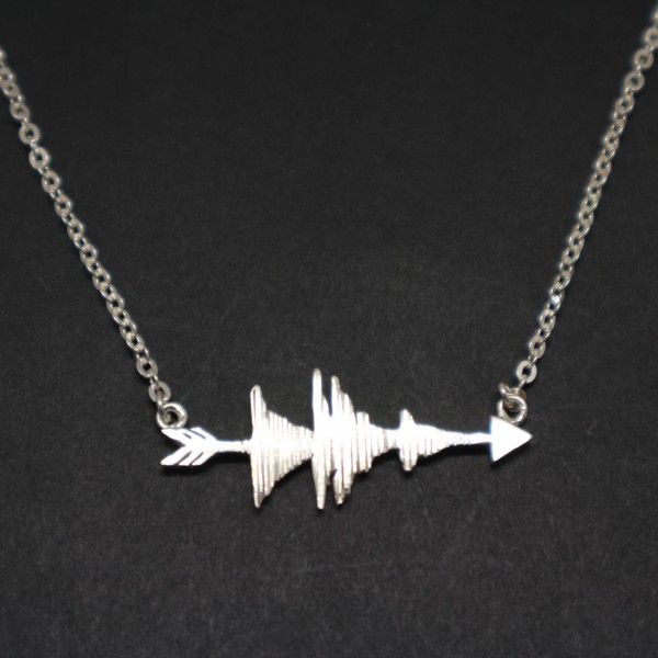 Arrow Baby Sonogram Necklace Choker - Soundwave Personalized Waveform Own Voice Heartbeat Inspiration Jewelry,Arrow Jewelry,Baby Shower Gift
