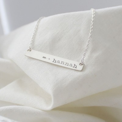 Arrow Name Bar Necklace in Silver or Gold - Personalized Bar Necklace - Arrow Necklace - Gold Bar Necklace - Silver Name Bar Necklace