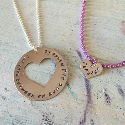 Aunt/Niece Sterling Hand Stamped Necklace. The love between an aunt and niece is forever. matching necklace-Personalized- Mother's Day gift-