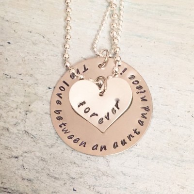 Aunt/Niece Sterling Hand Stamped Necklace. The love between an aunt and niece is forever. matching necklace-Personalized- Mother's Day gift-
