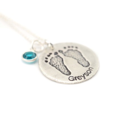 Baby Footprint Necklace • Personalized Gift For Her • Mother's Day Gift • Gift for Mom • Keepsake Memorial Necklace