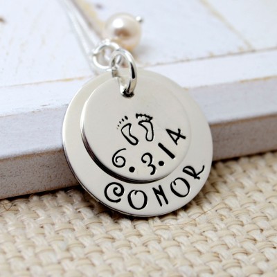 Baby Footprint Necklace for Mom, Baby Feet Necklace, New Mom Gift, Personalized Jewelry, Mother Necklace, Memorial Necklace, Gift for Mom
