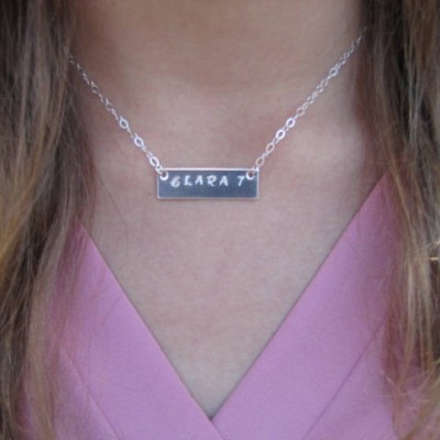 Bar Hand Stamped Necklace/ Bar Monogrammed Necklace/Bar Custom Necklace/Bar Personalized Necklace