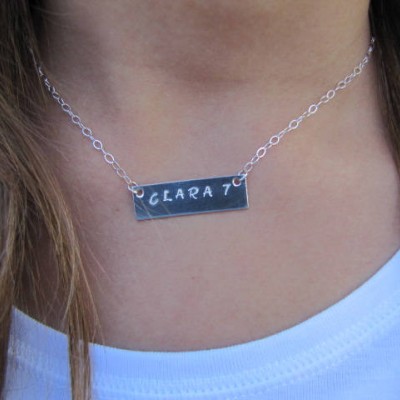 Bar Hand Stamped Necklace/ Bar Monogrammed Necklace/Bar Custom Necklace/Bar Personalized Necklace