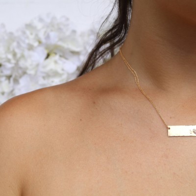Bar Necklace Personalized, Custom Name Plate Necklace, Engraved Gold Bar Necklace, Custom Name Necklace, Silver, Rose, Gold, Bare and Me