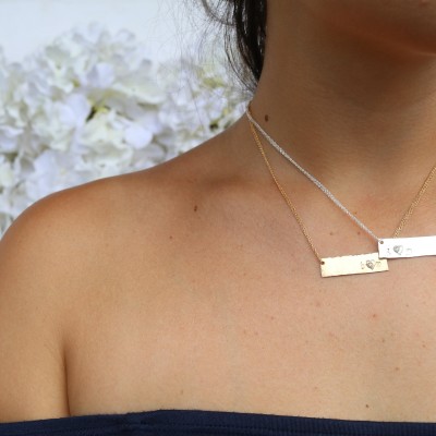 Bar Necklace Personalized, Custom Name Plate Necklace, Engraved Gold Bar Necklace, Custom Name Necklace, Silver, Rose, Gold, Bare and Me