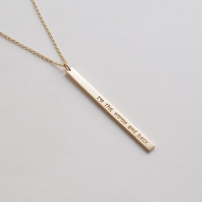 Bar Necklace, Personalized Engraved Name Plate Necklace, Large Skinny Bar Necklace #D3.45D