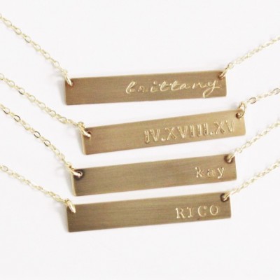 Bar Necklace Personalized, Gold Necklace, Gold Bar Necklace, Personalized Jewelry, Nameplate Custom Necklace, The Silver Wren Jewelry