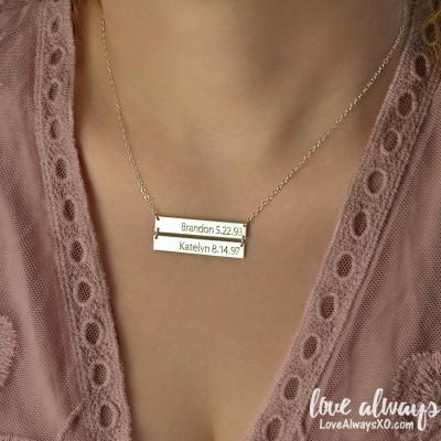 Bar Necklace, personalized necklace, silver bar necklace, kids names necklace, necklace for mom, jewelry for mom, mom gift, LA104 (2)