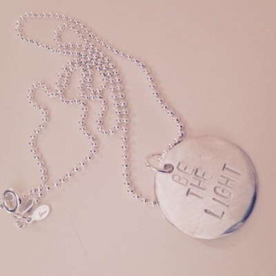 Be the Light handstamped sterling silver necklace