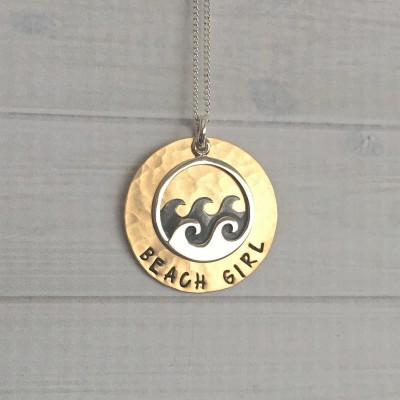 Beach Girl Necklace - The Beach Is Calling - The Ocean Is Calling - Beach Jewelry - Beach Gift - Bridesmaid Gift - Christmas Gift for Her