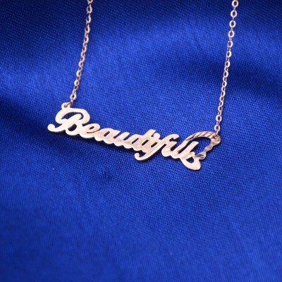 Beautiful 18k Rose Gold Words Necklace Custom Name Personalized Words Neklace for Wedding Birthday Valentine's Mother's Day
