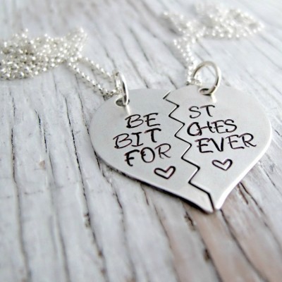 Best Bitches Forever Necklace, Hand Stamped, Best Friend Jewelry, Sterling Silver, Valentine's Day Gift, Birthday Gift, BFF