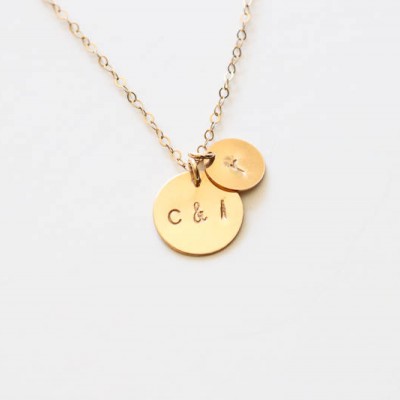 Big & Small Disc Necklace, 14k Gold