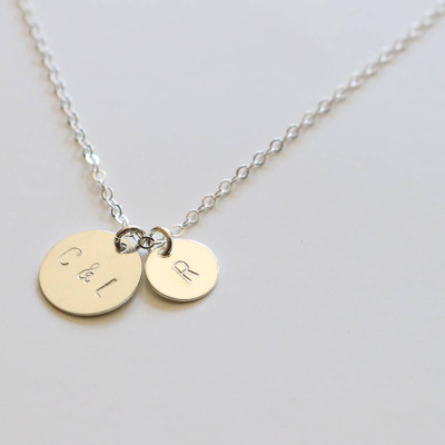 Big & Small Disc Necklace, Sterling Silver