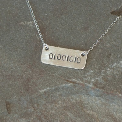 Binary Code Necklace, Initial Necklace, Bridesmaid Jewelry, Unique Gift for Bridesmaids, Best Friend Gift, Friendship Gift, Wedding Gifts