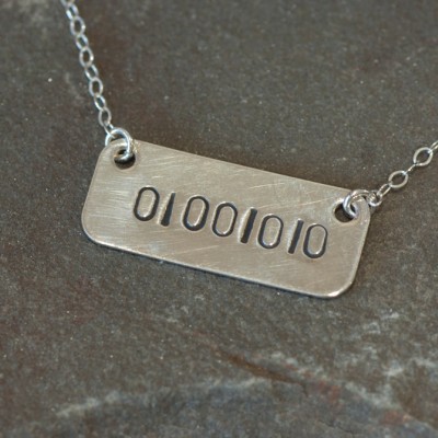 Binary Code Necklace, Initial Necklace, Bridesmaid Jewelry, Unique Gift for Bridesmaids, Best Friend Gift, Friendship Gift, Wedding Gifts