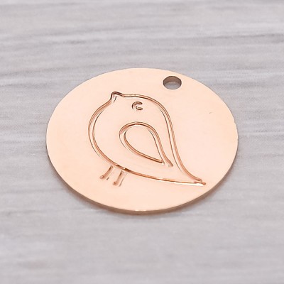 Bird necklace, engraved necklace, engraved coin necklace, inscribed names necklace, engraved names necklace, bird coin pendant