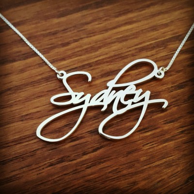 Birthday Gift / Teen / Sterling Silver signature name necklace / letter necklace / personalized pendant/ handwriting nameplate  celebrity