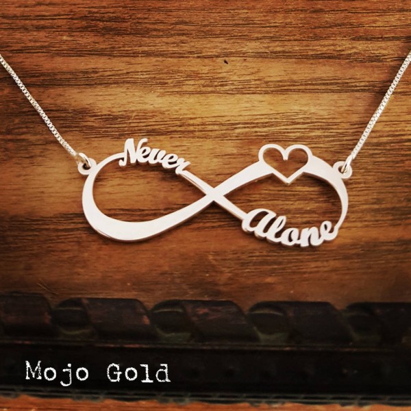 Boho Infinity Name Necklace and Chain With Heart/Infinity Necklace/Figure Eight/Inspirational/Personalized Jewelry/Yoga/Buddha/Christmas