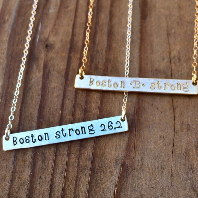 Boston Strong Necklace - Boston Marathon Jewelry - Boston Strong Jewelry - Boston Marathon