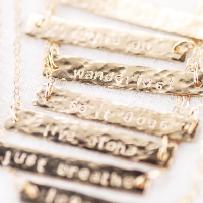 Bottled gold bar necklace,gift necklace,gold name plate necklace,engraved gold necklace,gift for teen girls,mother's day gift,graduation gi
