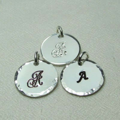 Bridesmaid Jewelry Set of 4 Personalized Bridesmaids Gifts Sterling Silver Initial Necklace Custom Hand Stamped Monogram Necklace