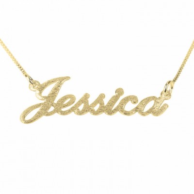 Brushed Name Necklace 24k Gold Plating - Custom Name Necklace - Personalized Name Jewelry - Christmas Gift