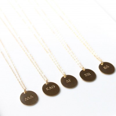 CHI OMEGA Charm Necklace / Chi Omega Necklace /  Sorority Jewelry / Oversized Long Necklace - 14k Gold Filled