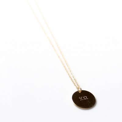 CHI OMEGA Necklace / Chi Omega Charm Necklace / Sorority Jewelry /Sorority Gift / Oversized- 14k Gold Filled