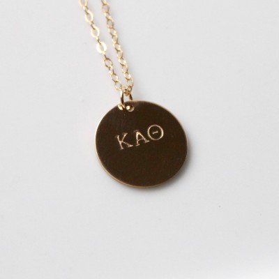 CHI OMEGA Necklace / Chi Omega Charm Necklace / Sorority Jewelry /Sorority Gift / Oversized- 14k Gold Filled