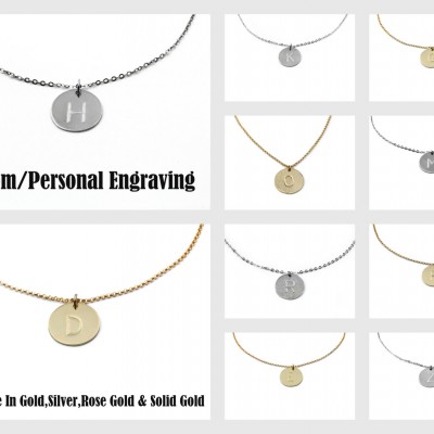 CHRISTMAS SALE - 14k gold necklace,chain necklace,engraved necklace,letter pendant,initial pendant,simple pendant,everyday necklace