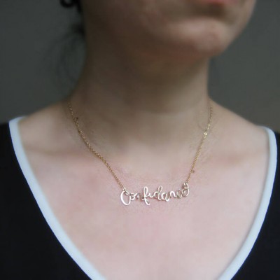 Calligraphy Necklace with A Tiny Heart - personalized cursive name with delicate gold filled chain, mom jewelry