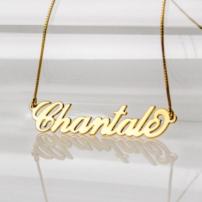 Carrie style Name Necklace in 18K Gold Plated over Sterling Silver 0.925