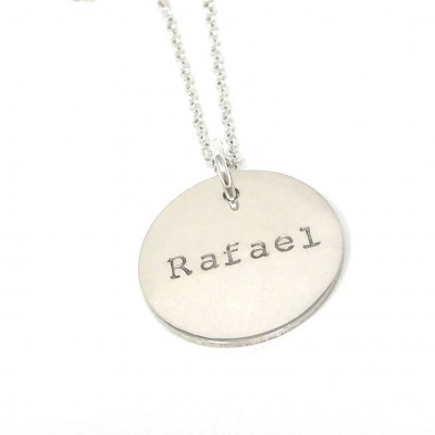Celebrity Style Name Necklace with Date on the back - Double Sided Name Necklace - Personalized Silver Necklace