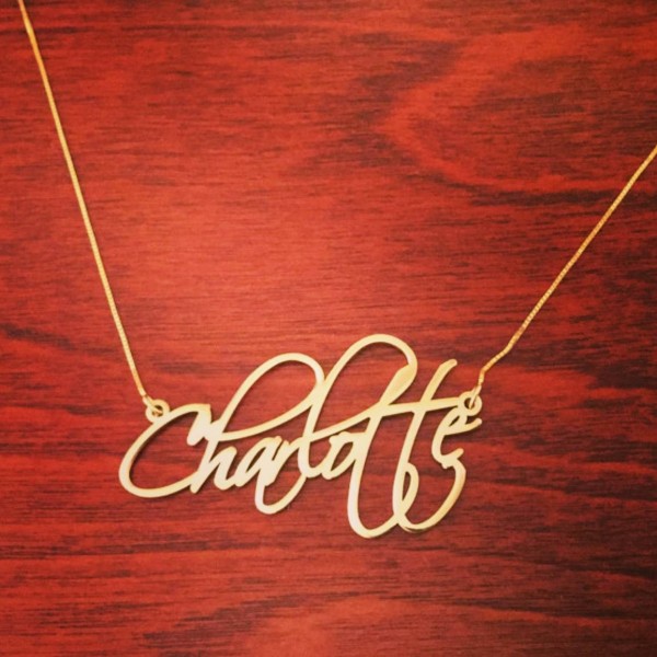 Charlotte Necklace 18k Gold Plated Name Necklace With My Name Pretty Little Liars Necklace Personalized Signatur Nameplate ORDER ANY NAME