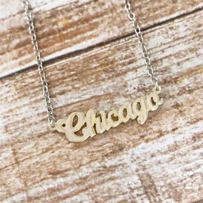 Chicago Necklace,Sterling Silver Monogram State Plate, 925 State Plates,Monogram,Monogram Jewelry, Chicago Jewelry, State Jewelry,Monogram