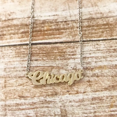 Chicago Necklace,Sterling Silver Monogram State Plate, 925 State Plates,Monogram,Monogram Jewelry, Chicago Jewelry, State Jewelry,Monogram