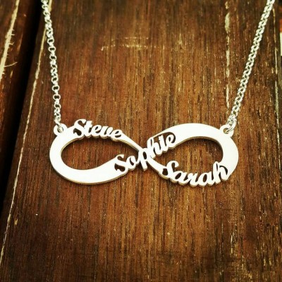 Christmas Sale! 3 Name Infinity Necklace Personalized Infinity Pendant Children Names Family Infinity Eternal Love Necklace Free shipping