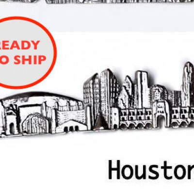 Cityscape Necklace HOUSTON - silver bar necklace designer necklace gift for her Texas anniversary gift unique jewelry gift skyline jewelry